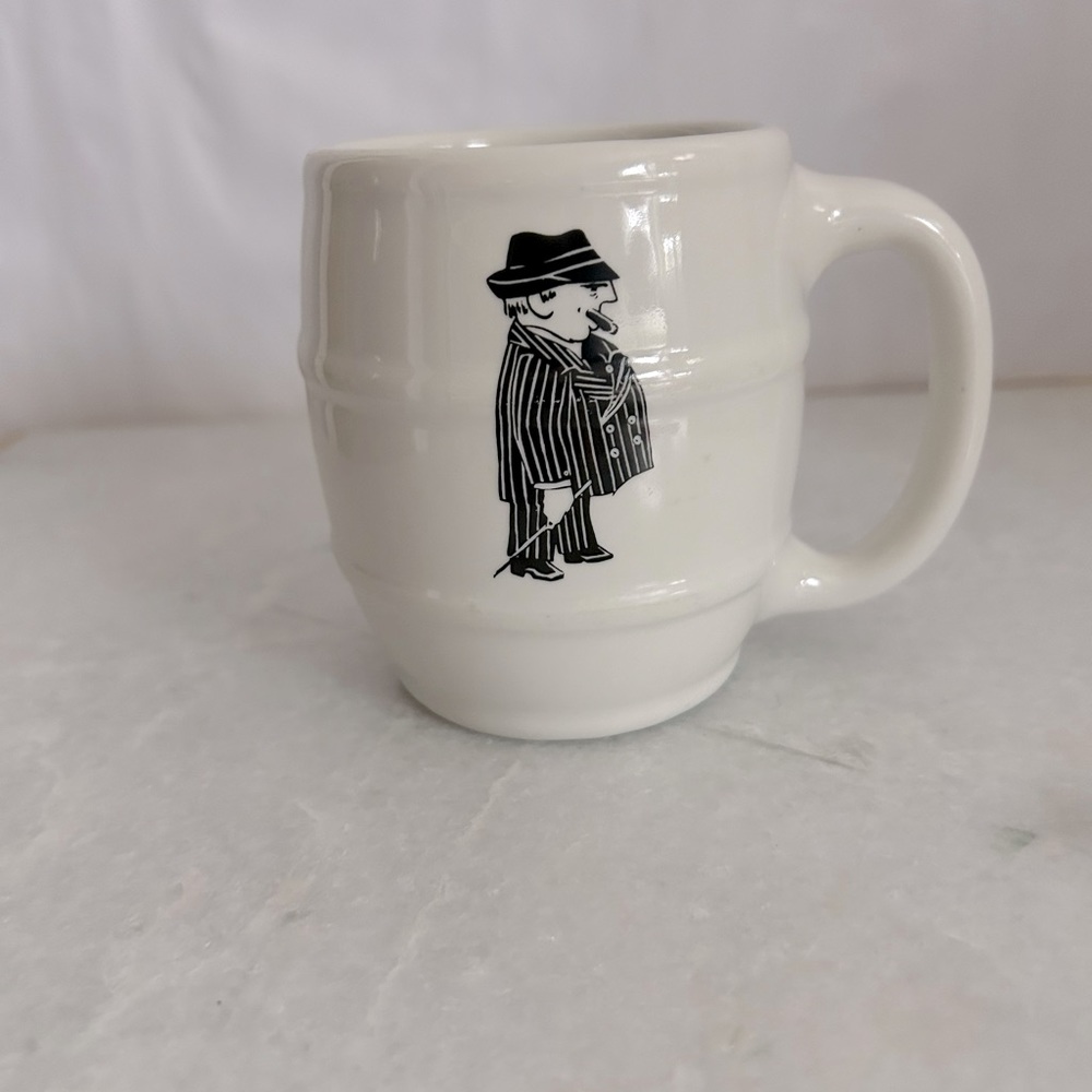 Vintage Hall China Barrel Gangster Graphic Unique Collector’s Ceramic Coffee Mug